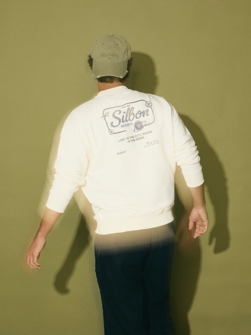 Sudadera relaxed fit silbon society crema