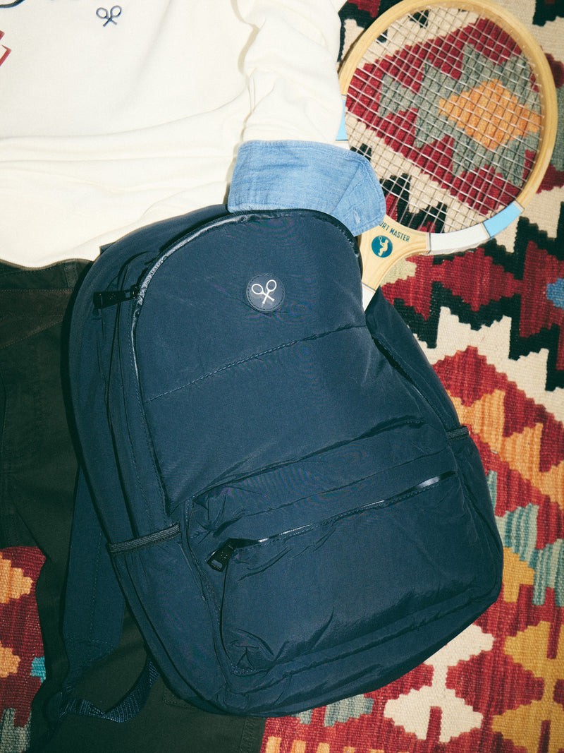 Navy blue padded backpack