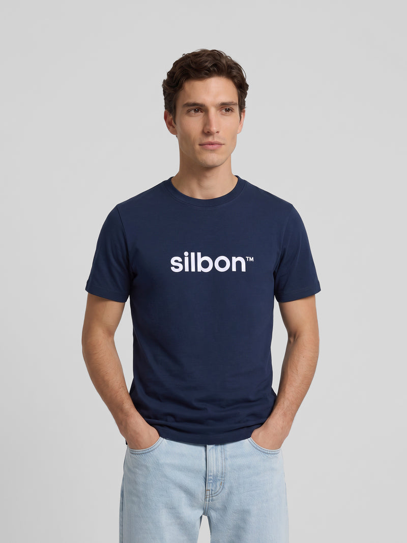 Silbon flock navy blue t-shirt