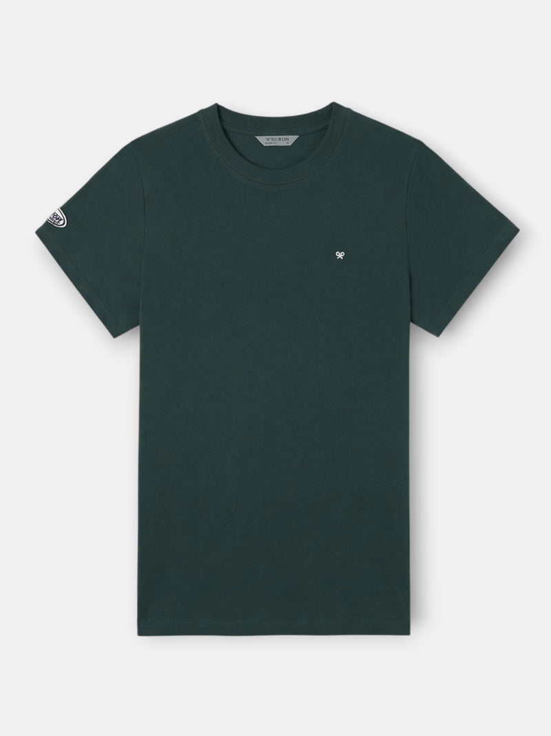Basic t-shirt with dark green patch