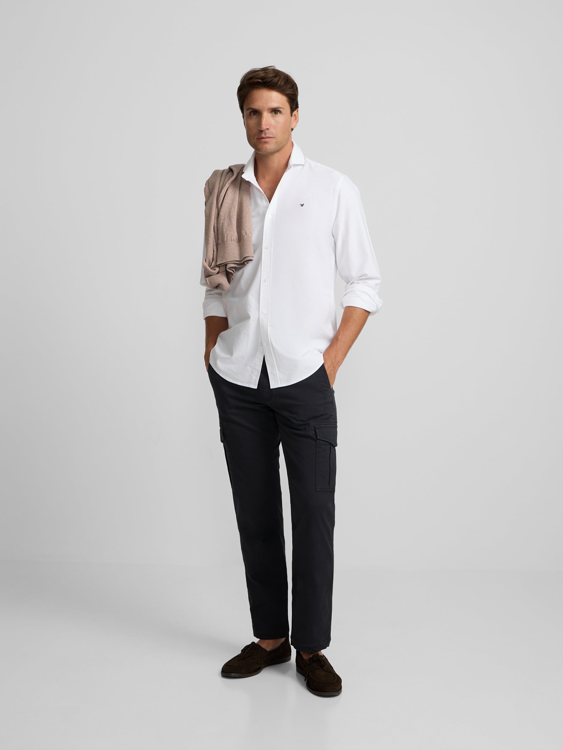 Camisa sport pique blanco