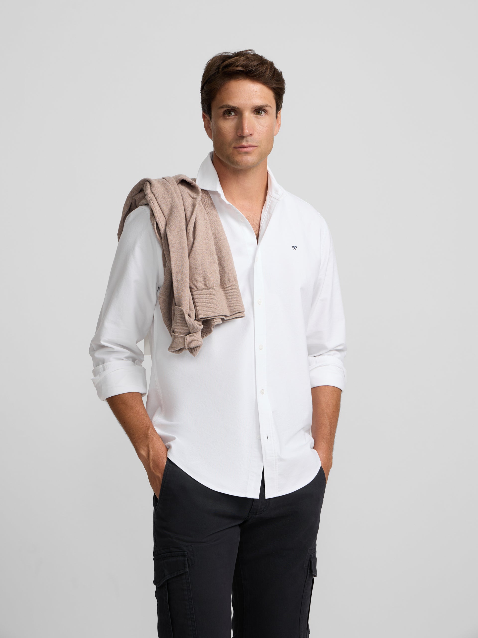 Camisa sport pique blanco