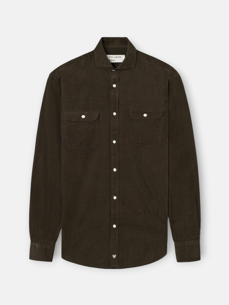 Camisa sport pana bolsillos verde