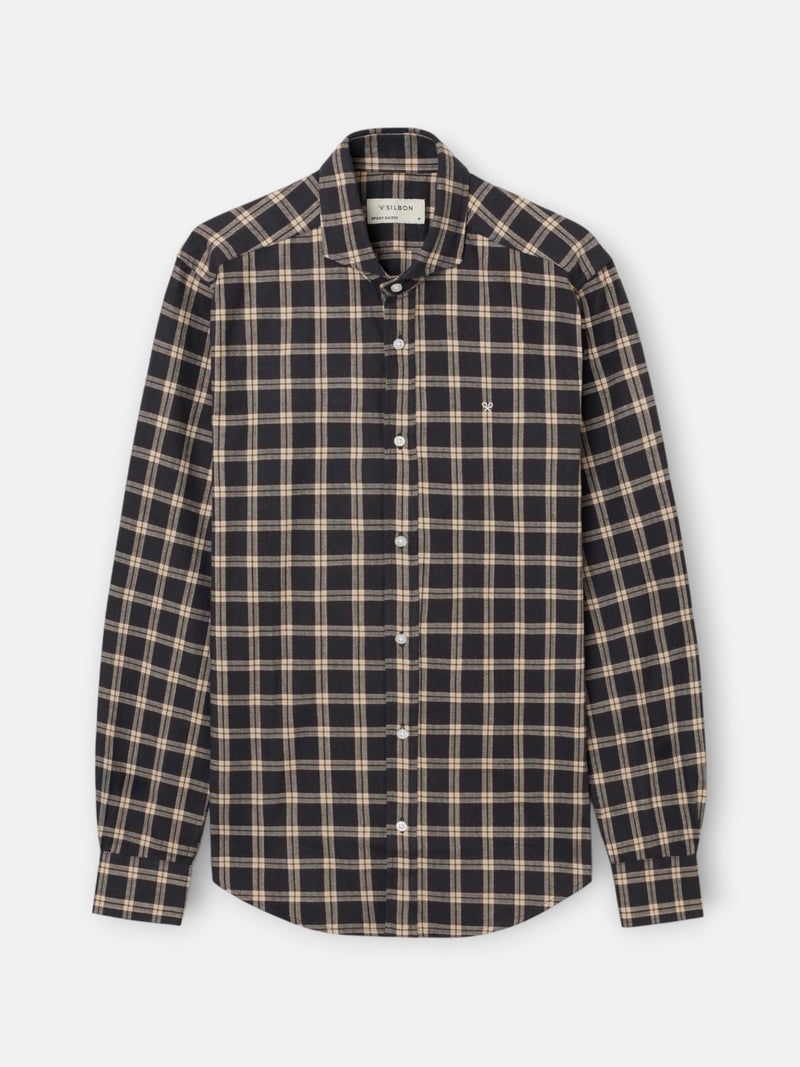 Camisa sport warm cuadro tartan marron