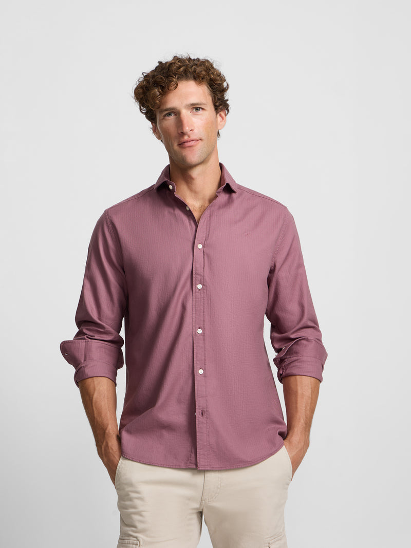 Camisa sport espinha de peixe bordô