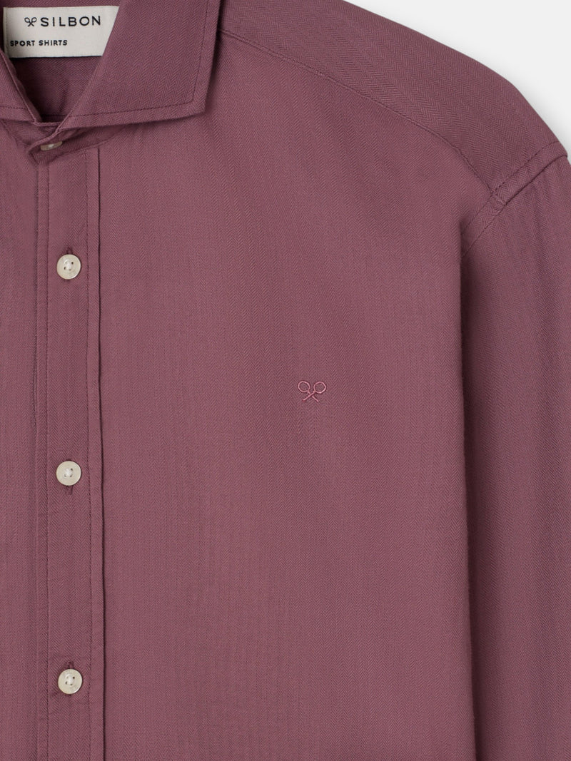 Chemise sport à chevrons bordeaux