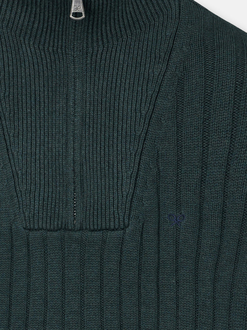 Jersey media cremallera canale verde oscuro