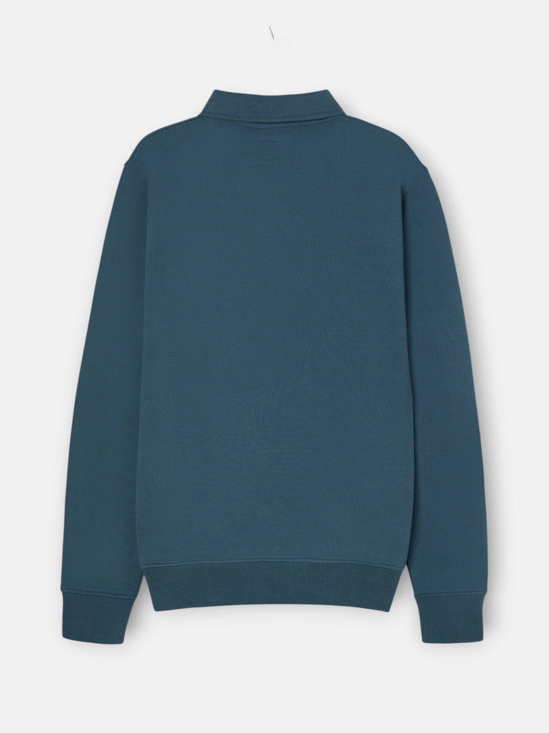 Half-zip sweatshirt with mini logo in petroleum color