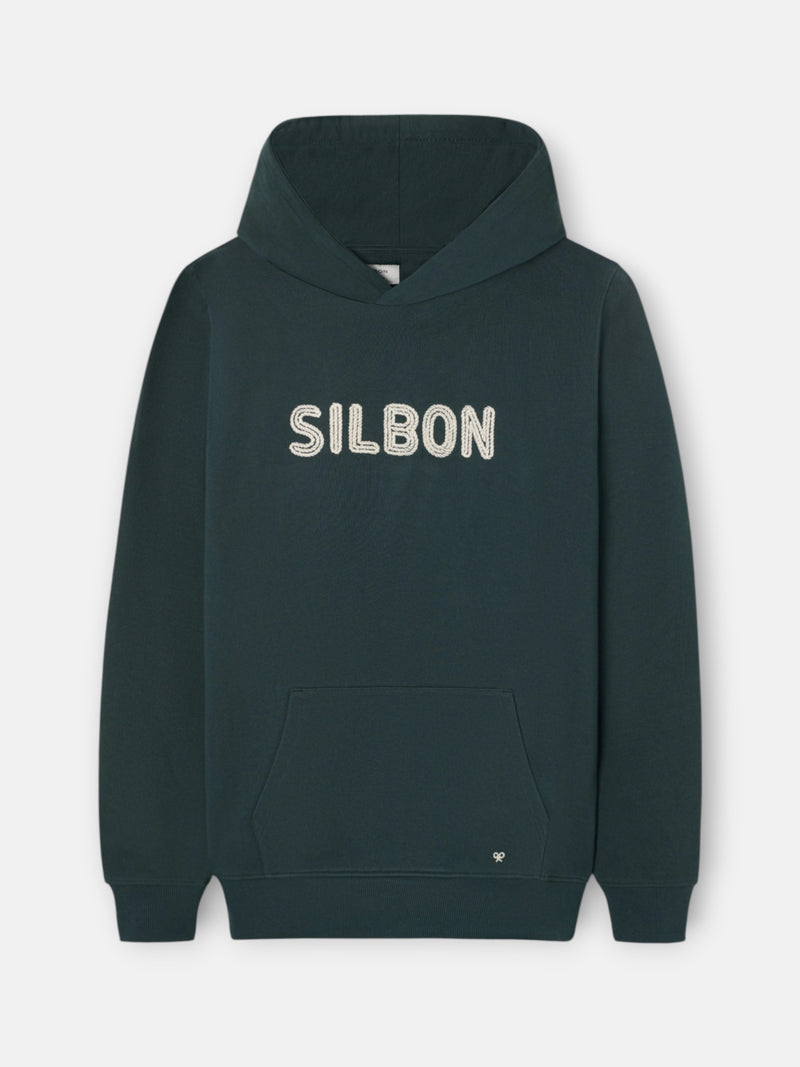 Sweatshirt com capuz e cordão verde escuro