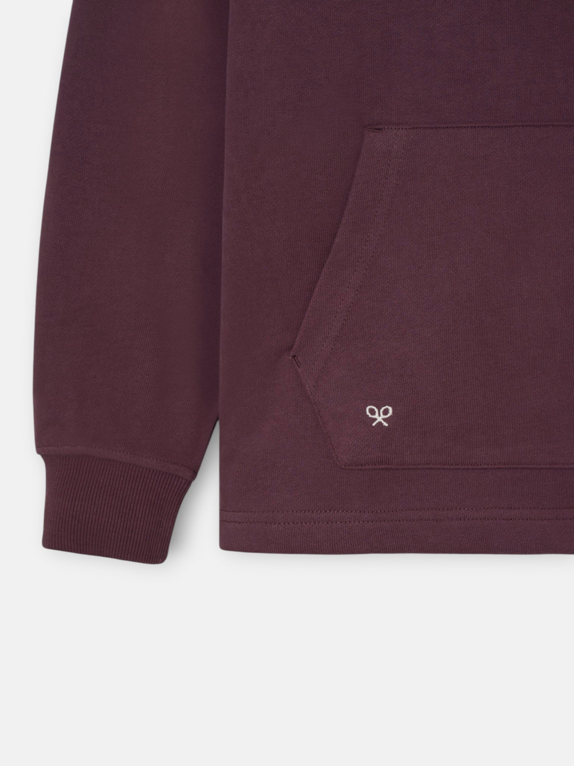 Sudadera relaxed fit media cremallera etiqueta burdeos