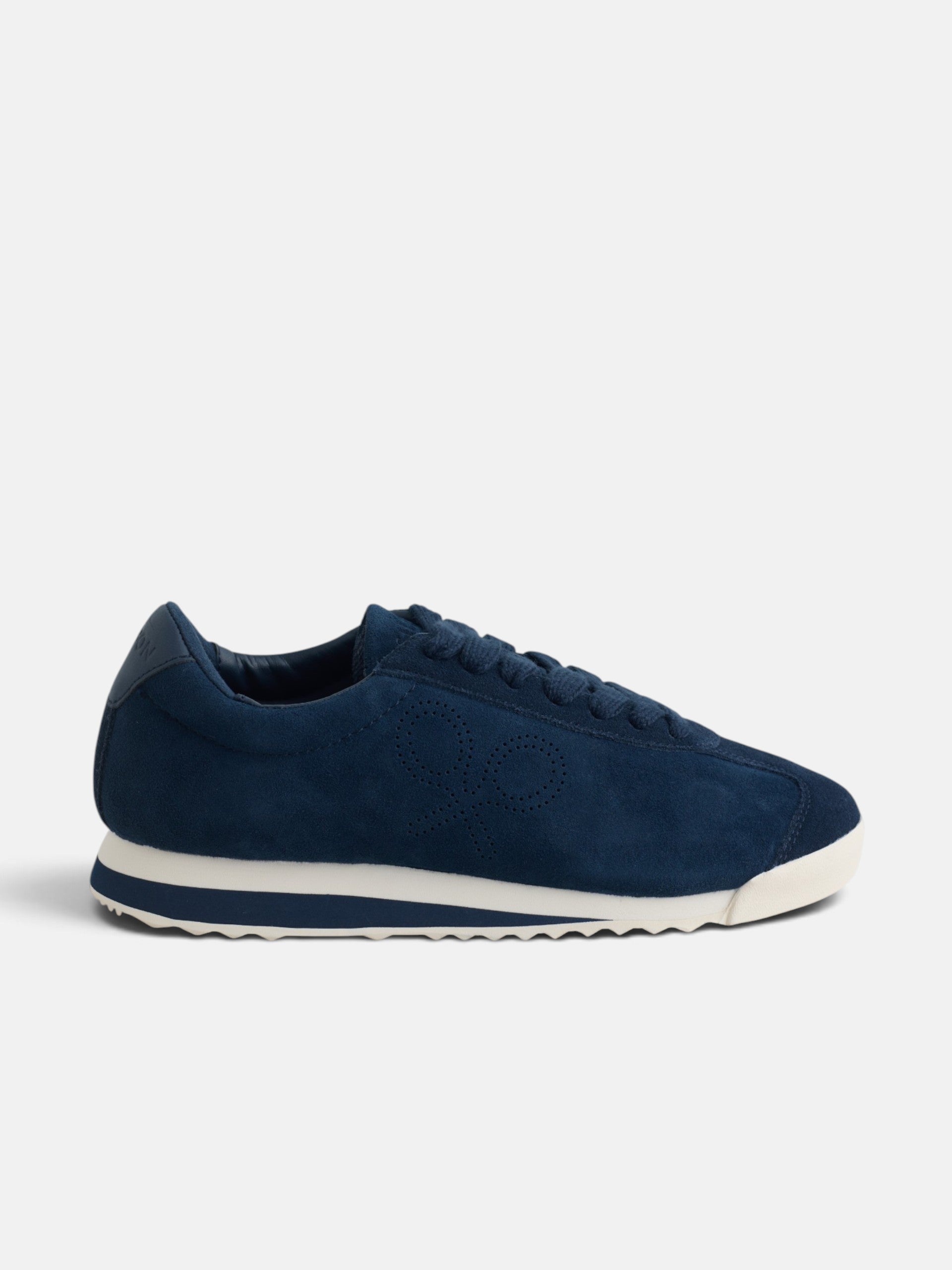 Baskets en daim logo perforé bleu marine