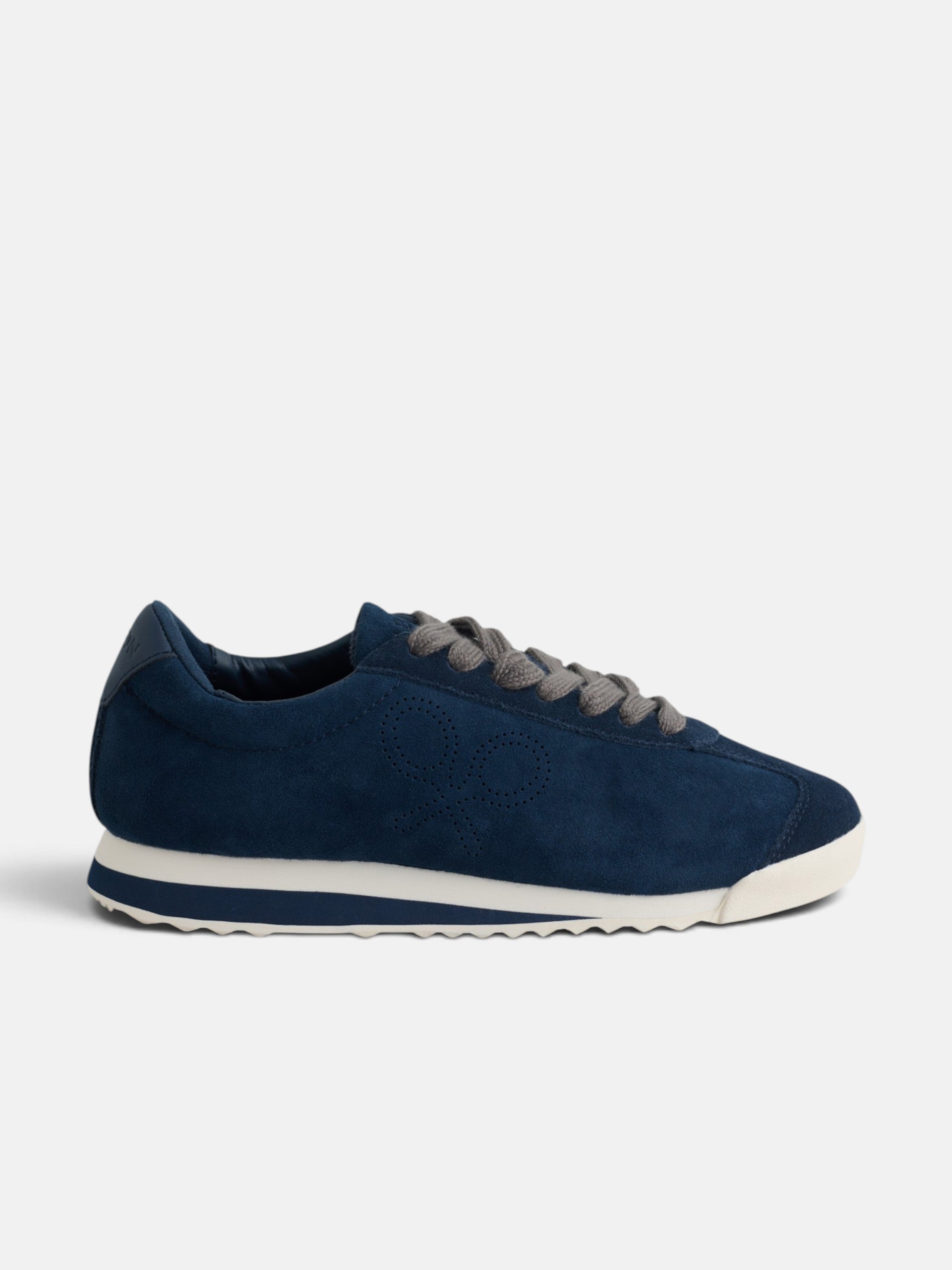 Baskets en daim logo perforé bleu marine