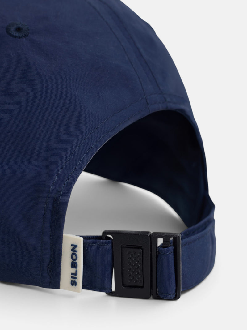 Navy blue technical fabric racket cap