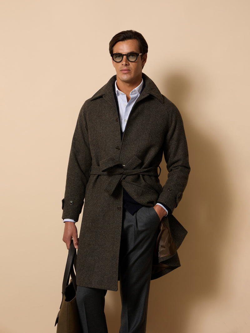 Manteau unique prince de Galles marron