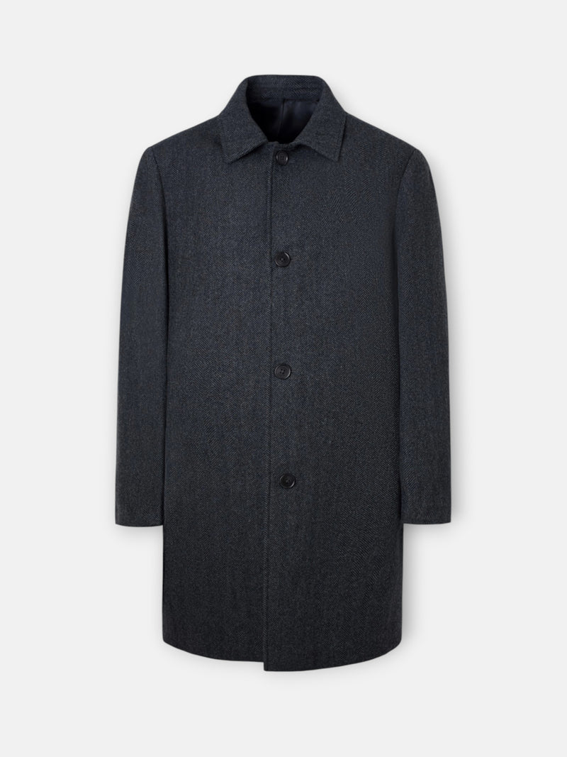 Manteau droit à chevrons gris