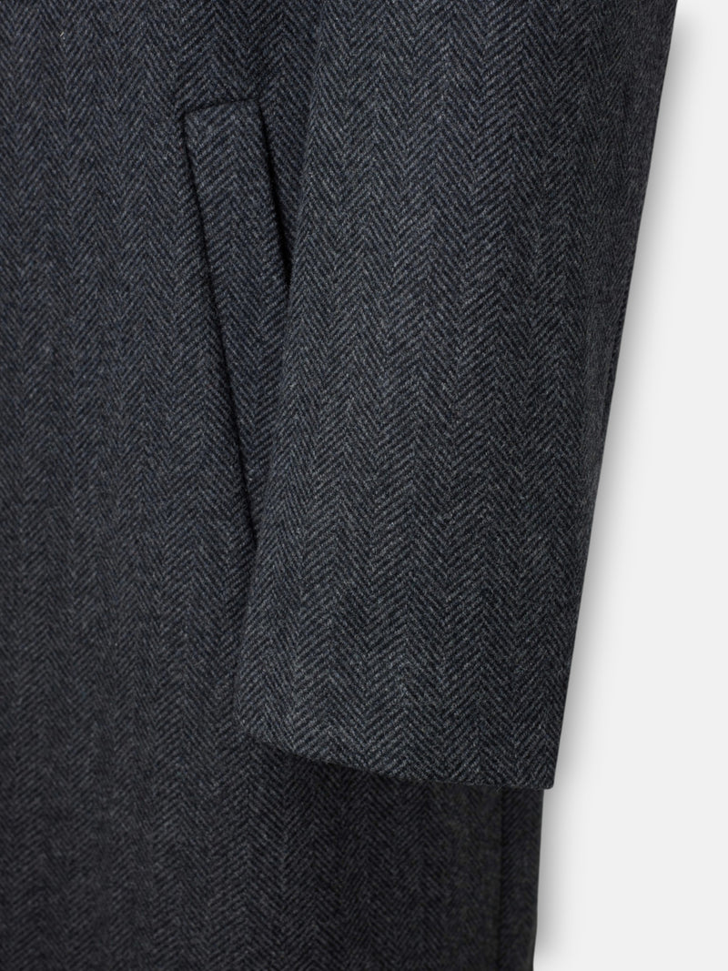 Manteau droit à chevrons gris