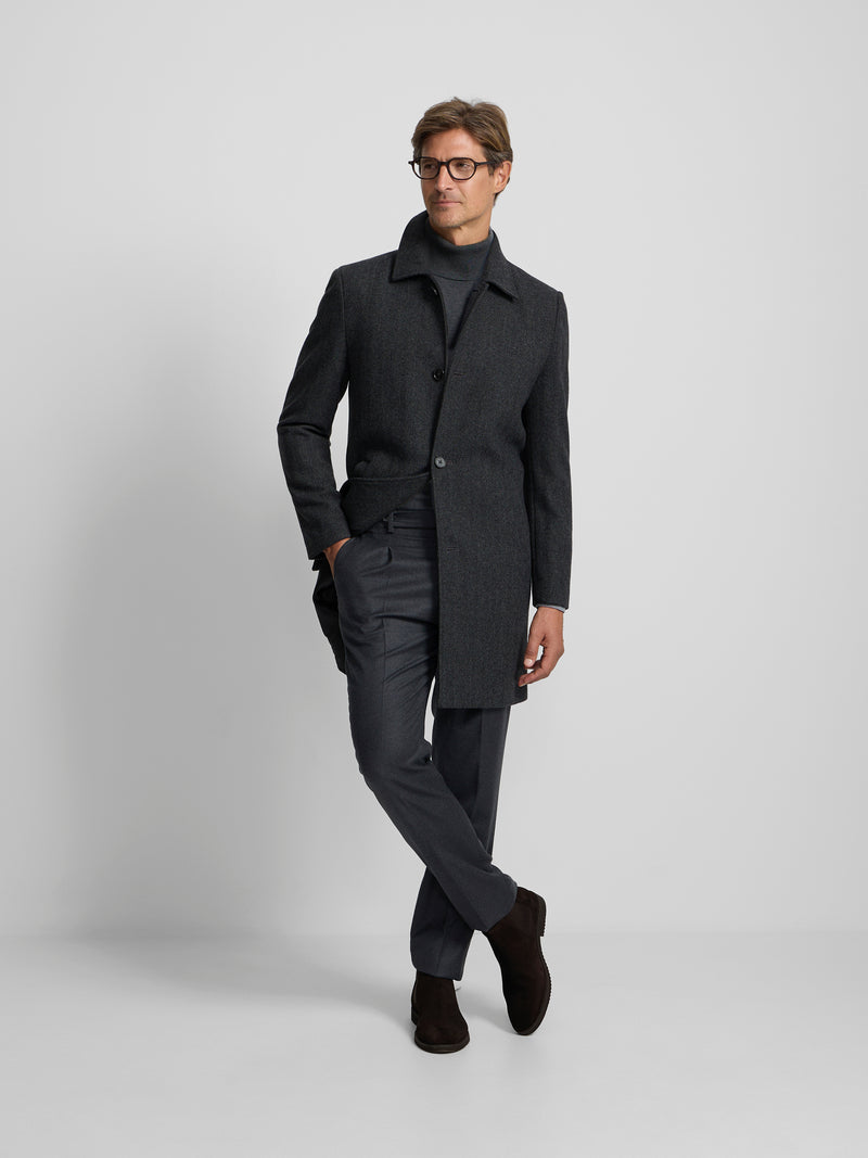 Manteau droit à chevrons gris