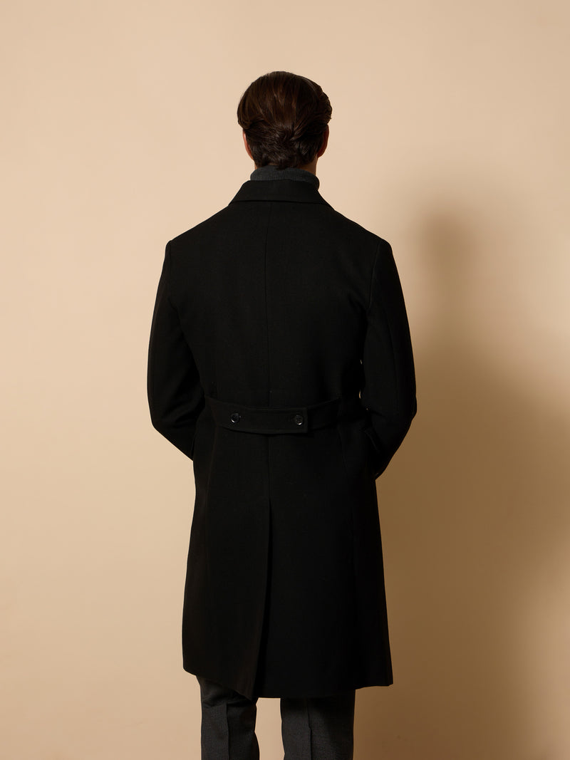 Unique double-breasted black coat