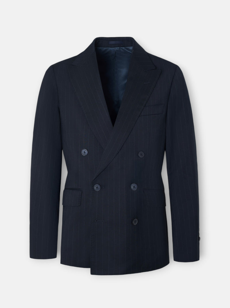 Americana traje cruzado raya diplomatica azul marino