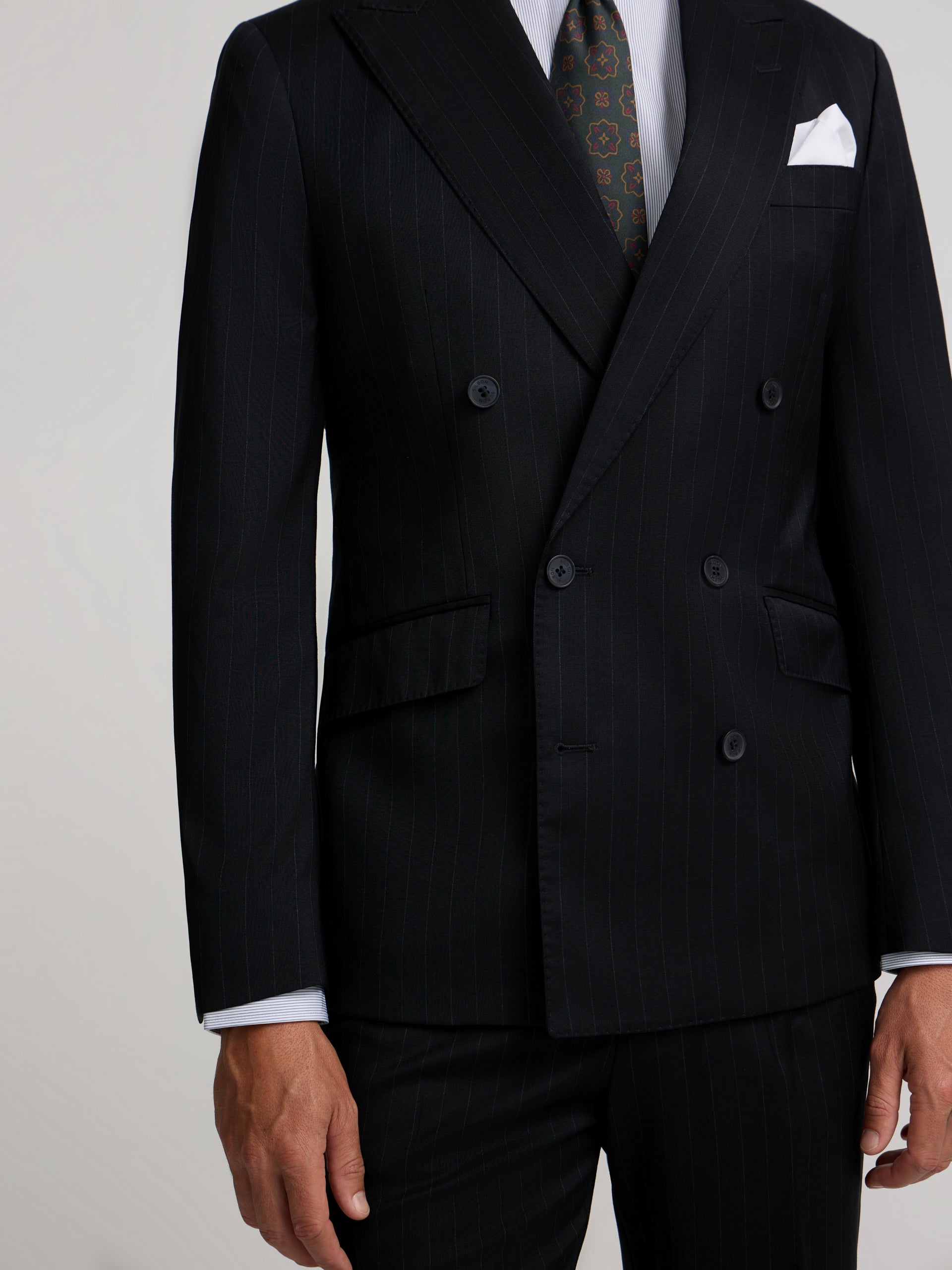 Americana traje cruzado raya diplomatica azul marino