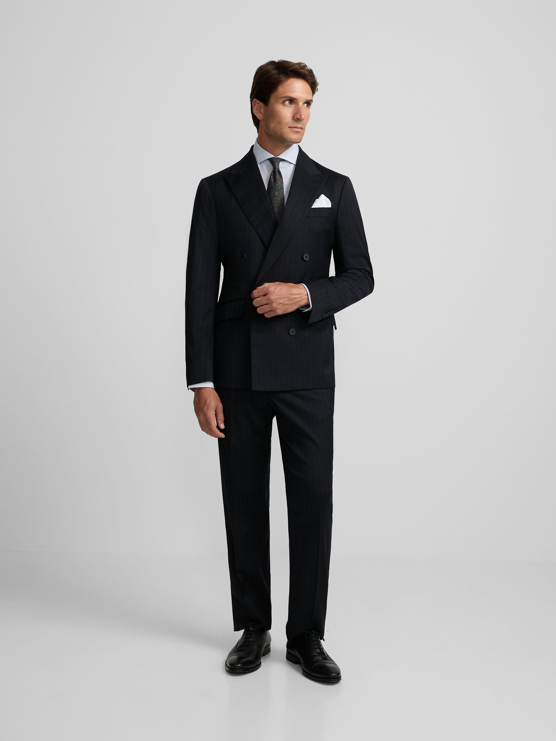 Americana traje cruzado raya diplomatica azul marino