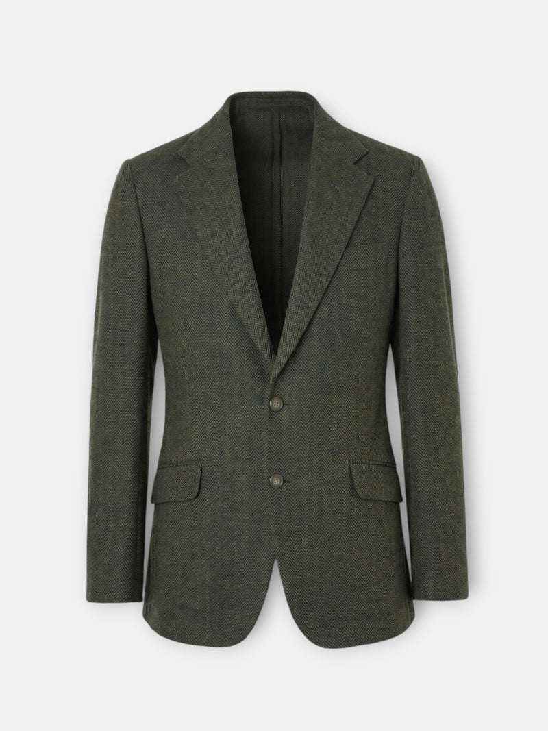 Green herringbone blazer