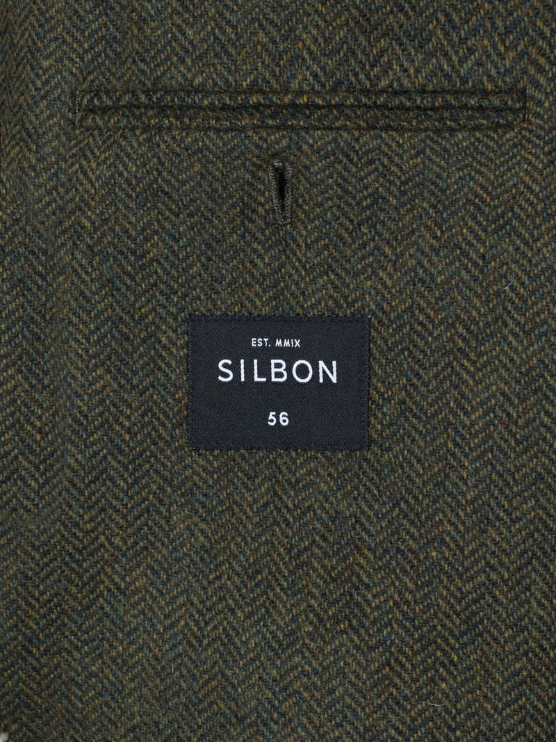 Green herringbone blazer