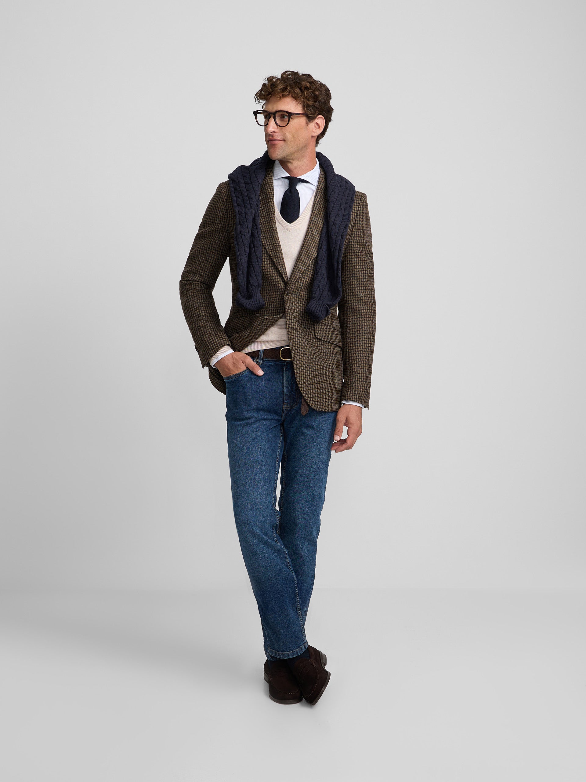 Green houndstooth blazer