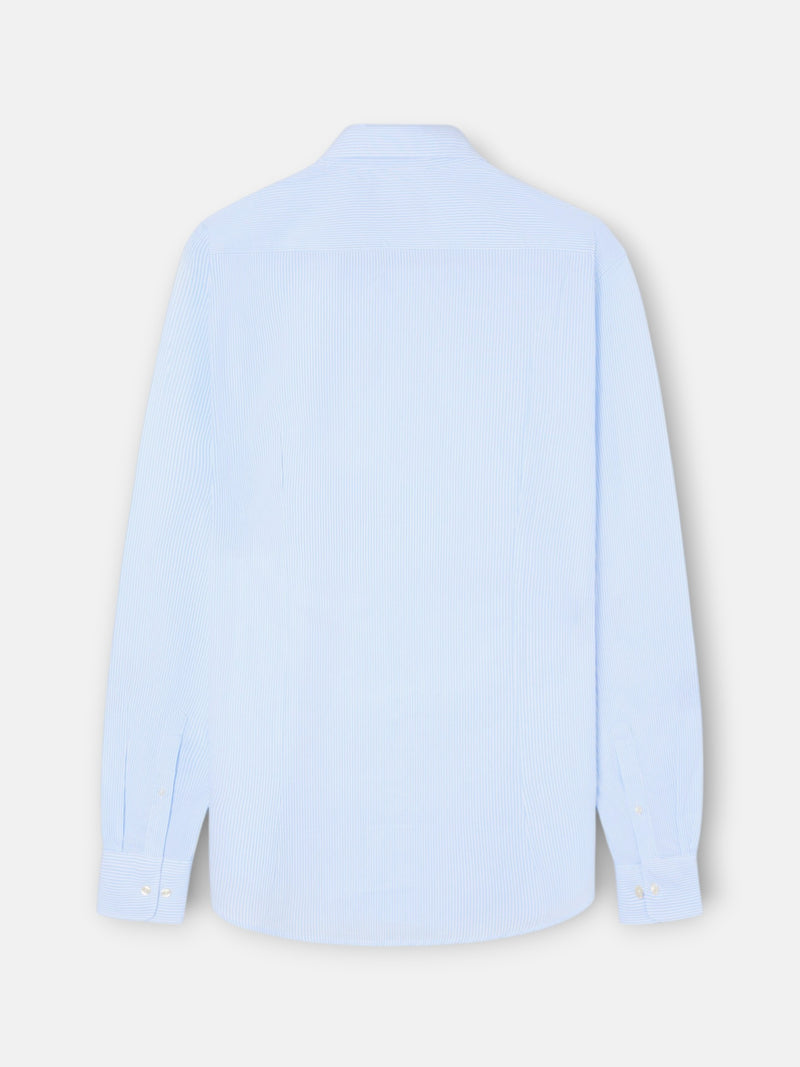Camisa sport clássica risca fina azul celeste