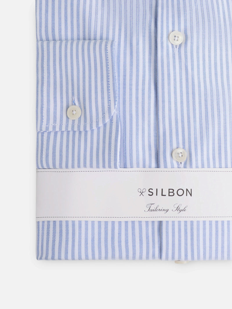 Camisa vestir unique cuello blanco rayas celeste