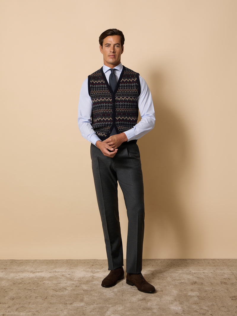 Chaleco punto unique jacquard azul marino