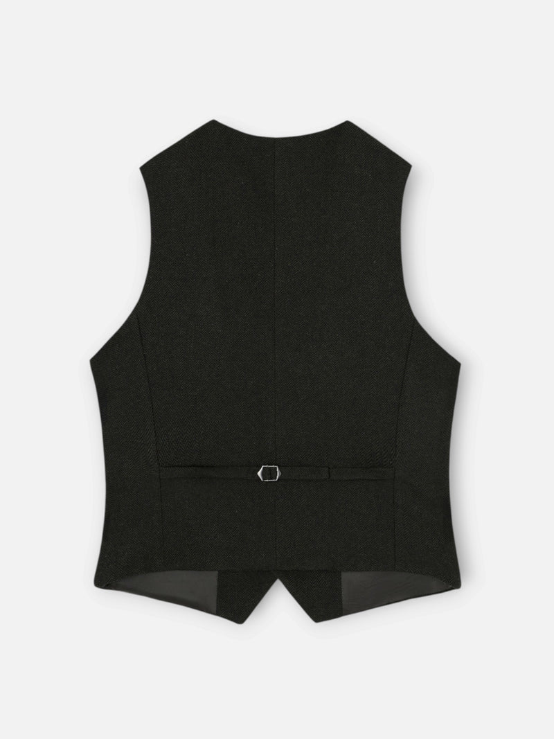 Green herringbone pocket vest