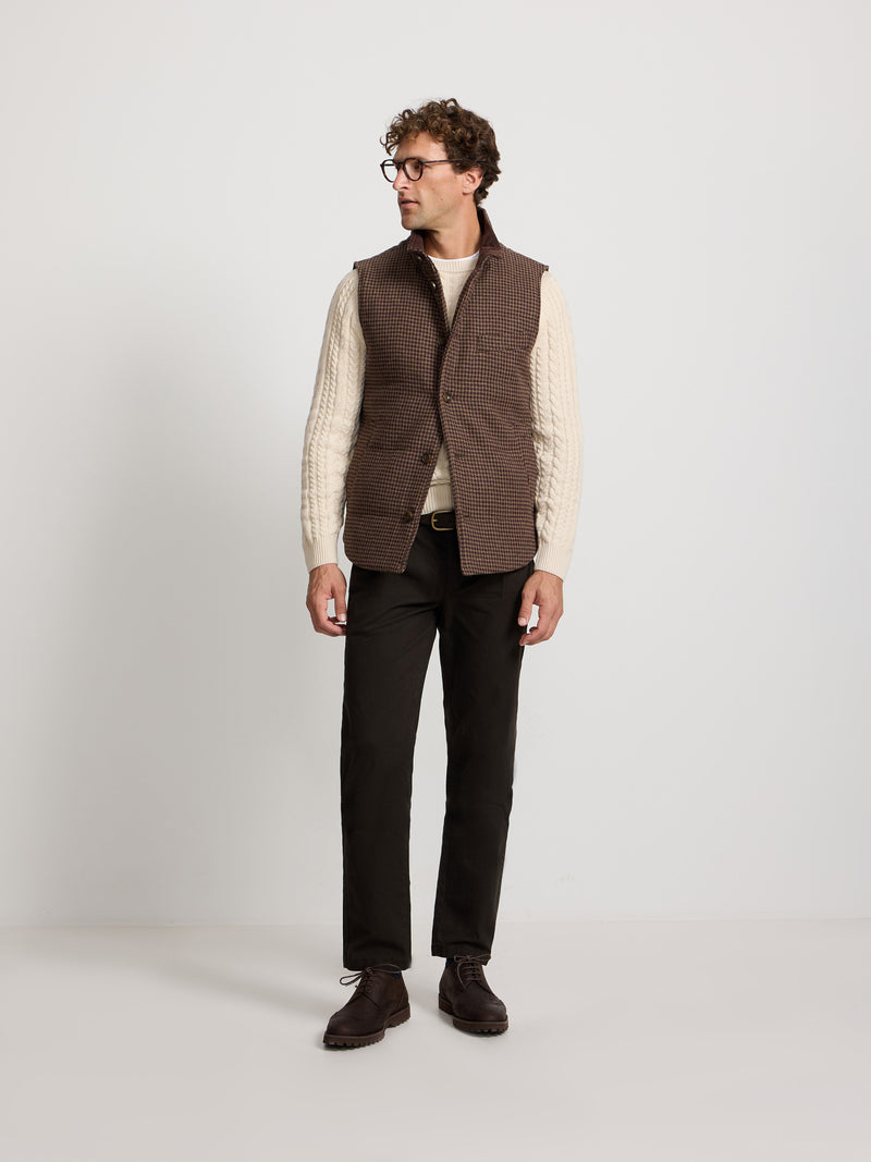 Gilet décontracté pied-de-poule beige