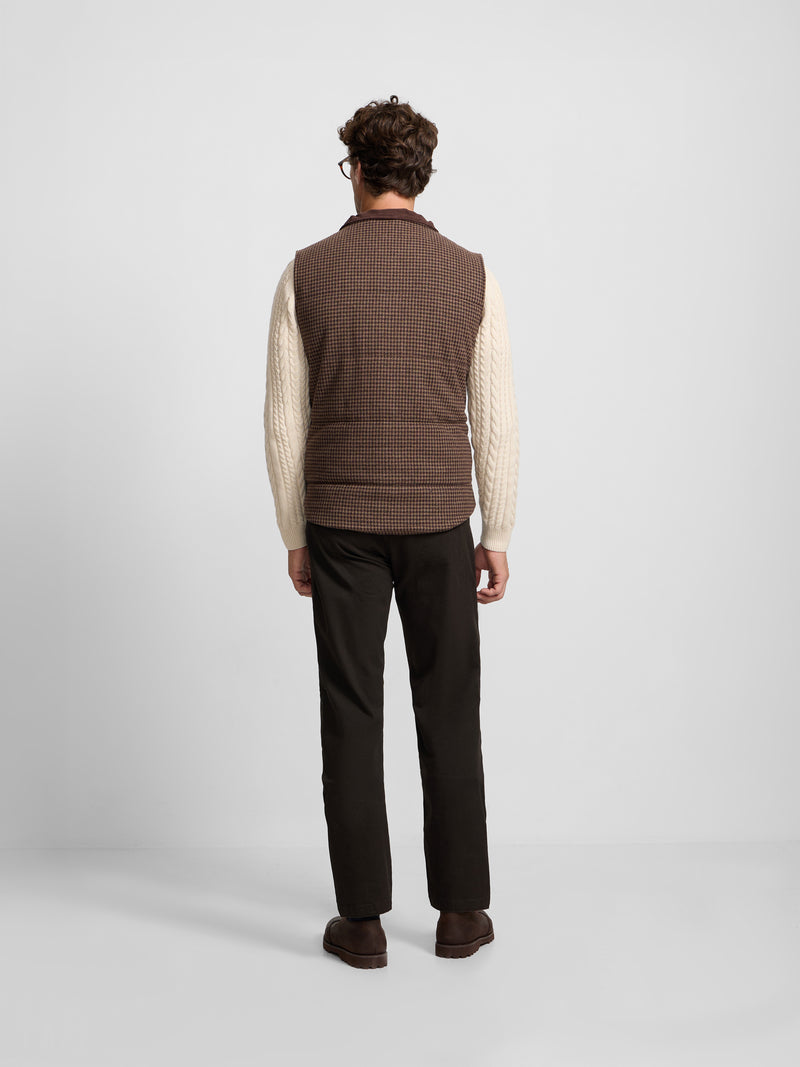 Gilet décontracté pied-de-poule beige