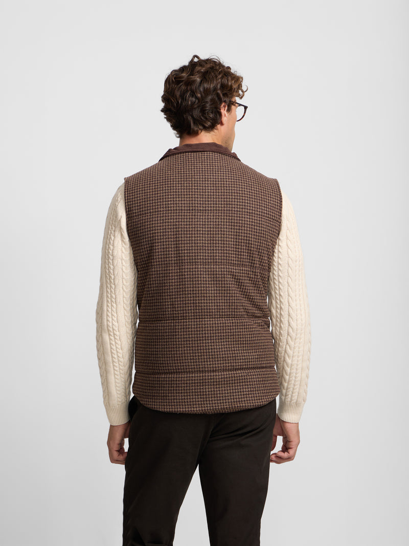 Gilet décontracté pied-de-poule beige