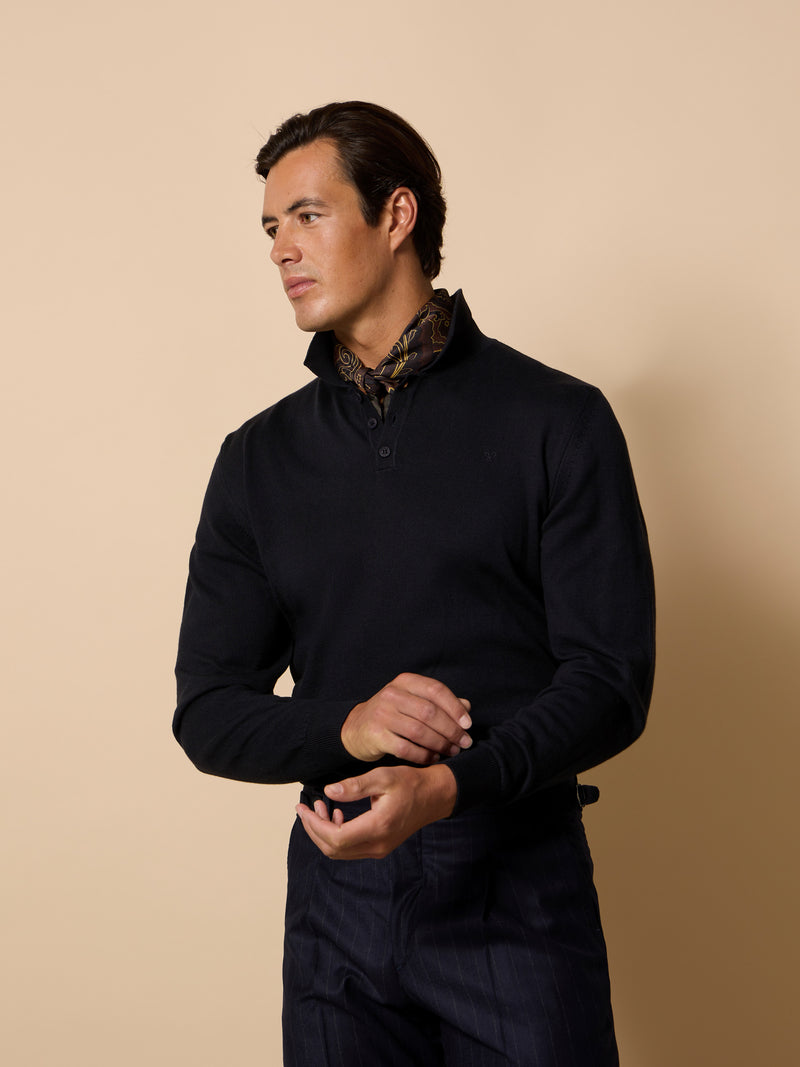 Jersey cuello polo unique azul marino