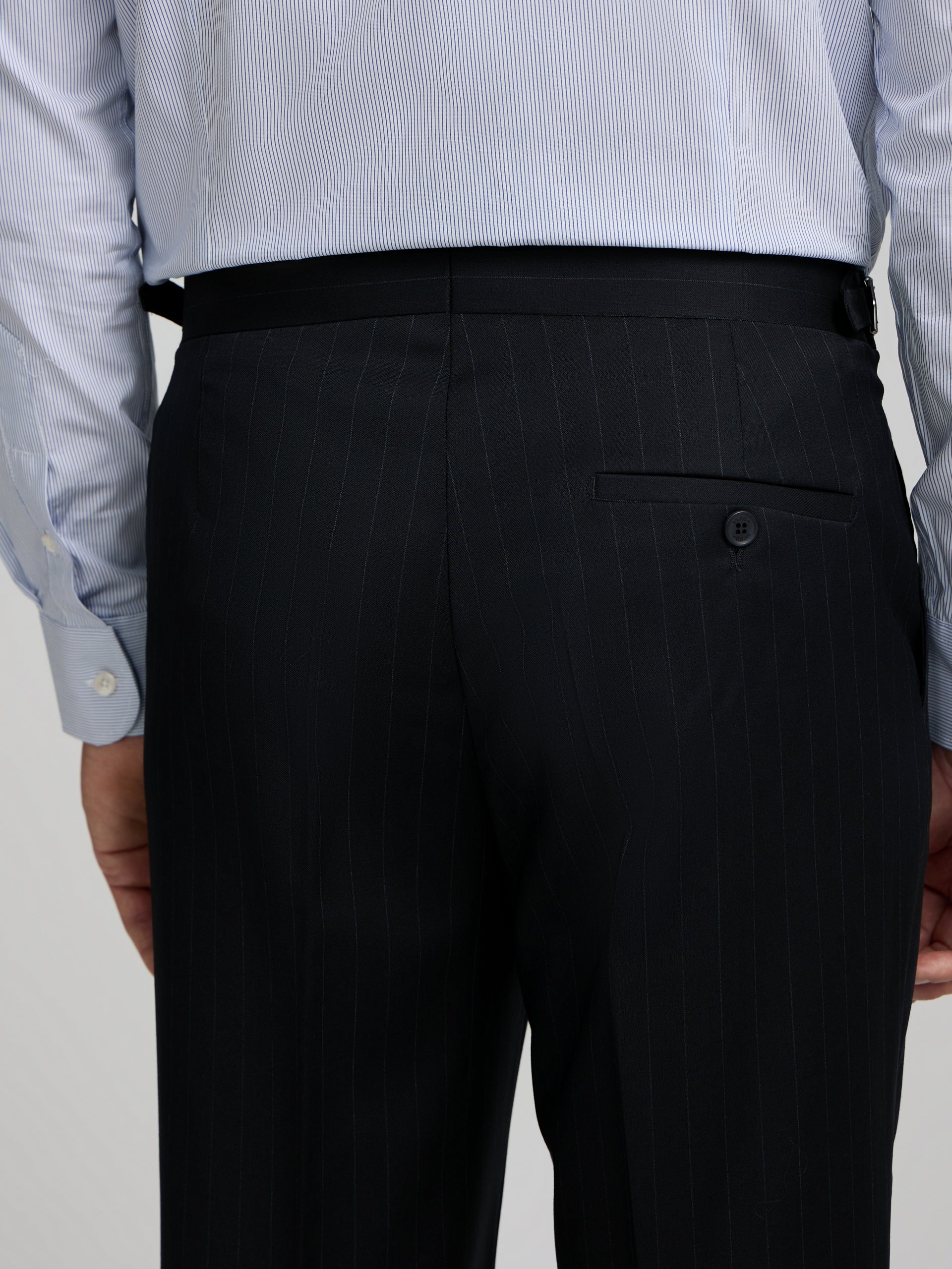 Pantalon traje cruzado raya diplomatica azul marino