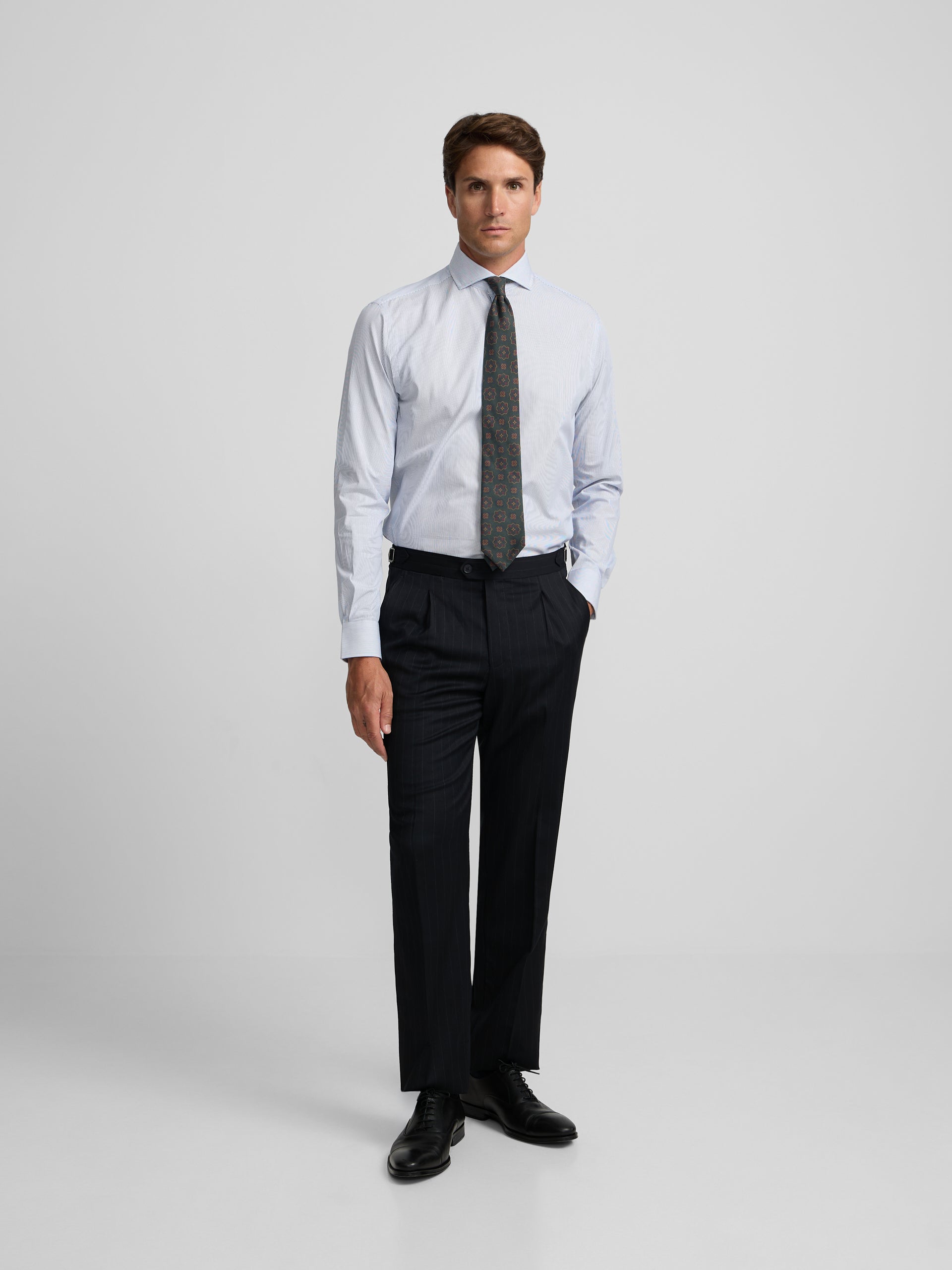 Pantalon traje cruzado raya diplomatica azul marino