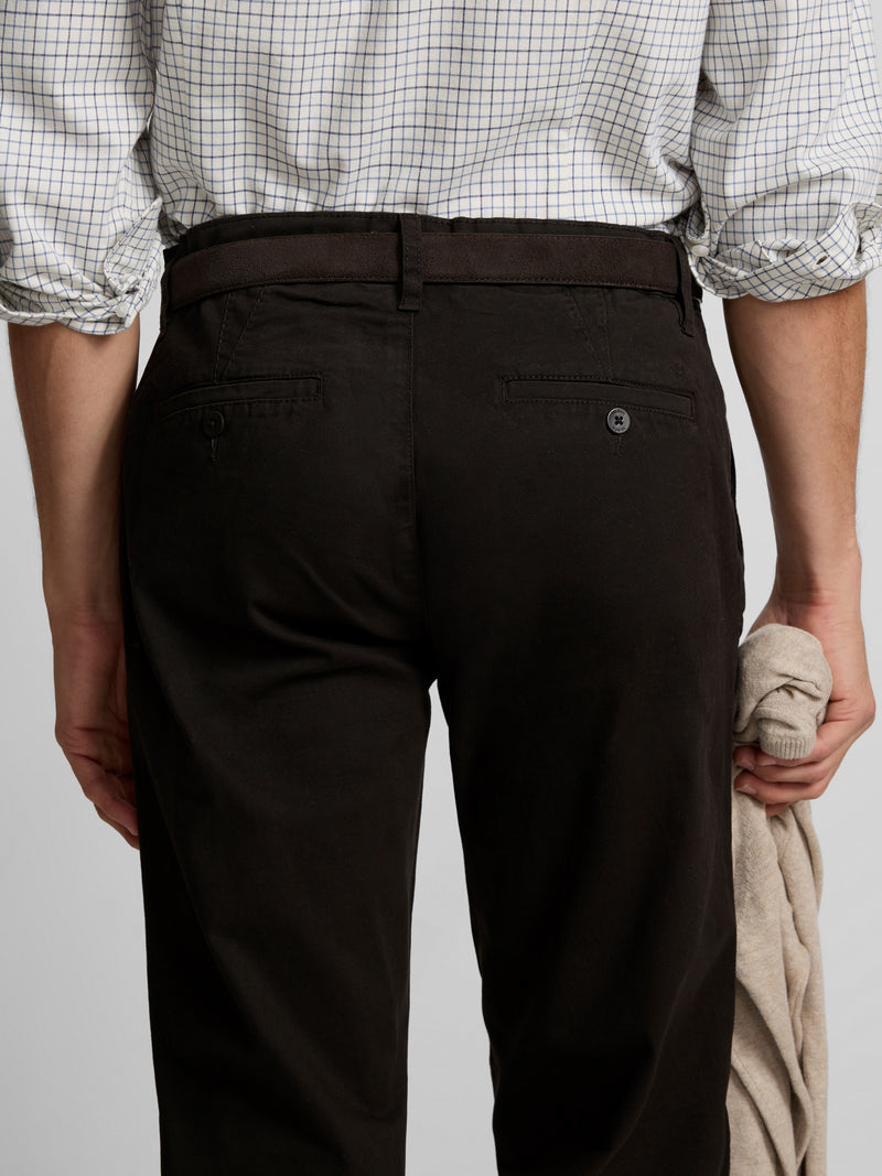 Brown pleated chino sport trousers