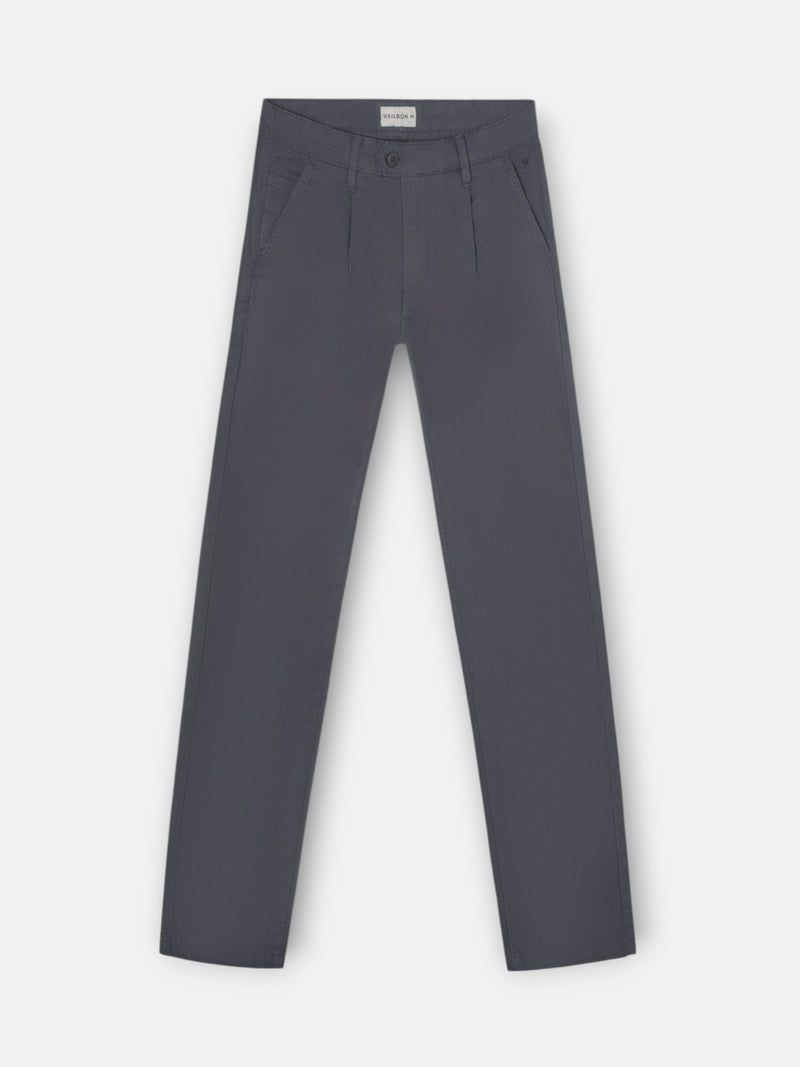 Dark grey pleated chino sport trousers