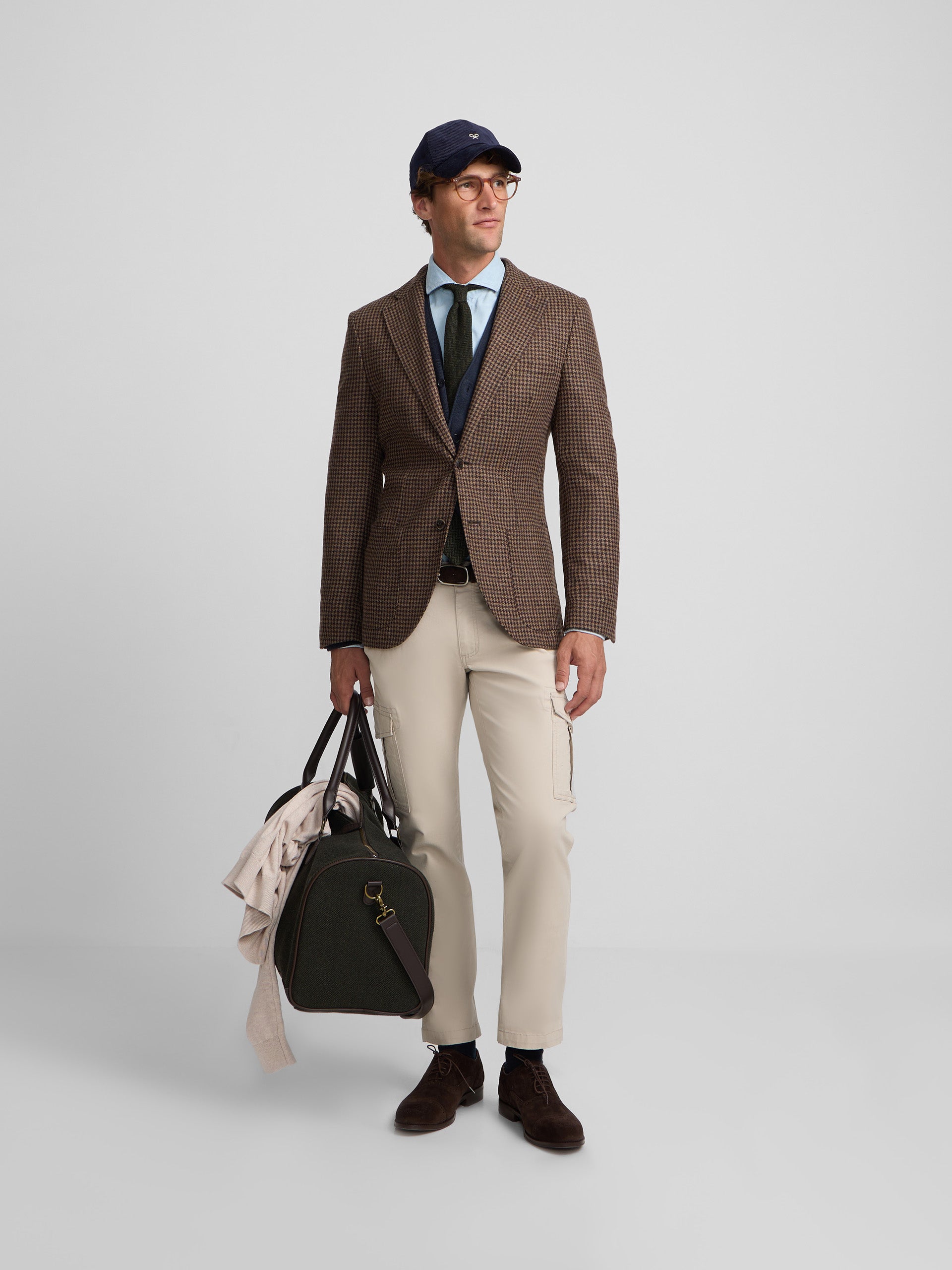 Blazer pied-de-poule castanho