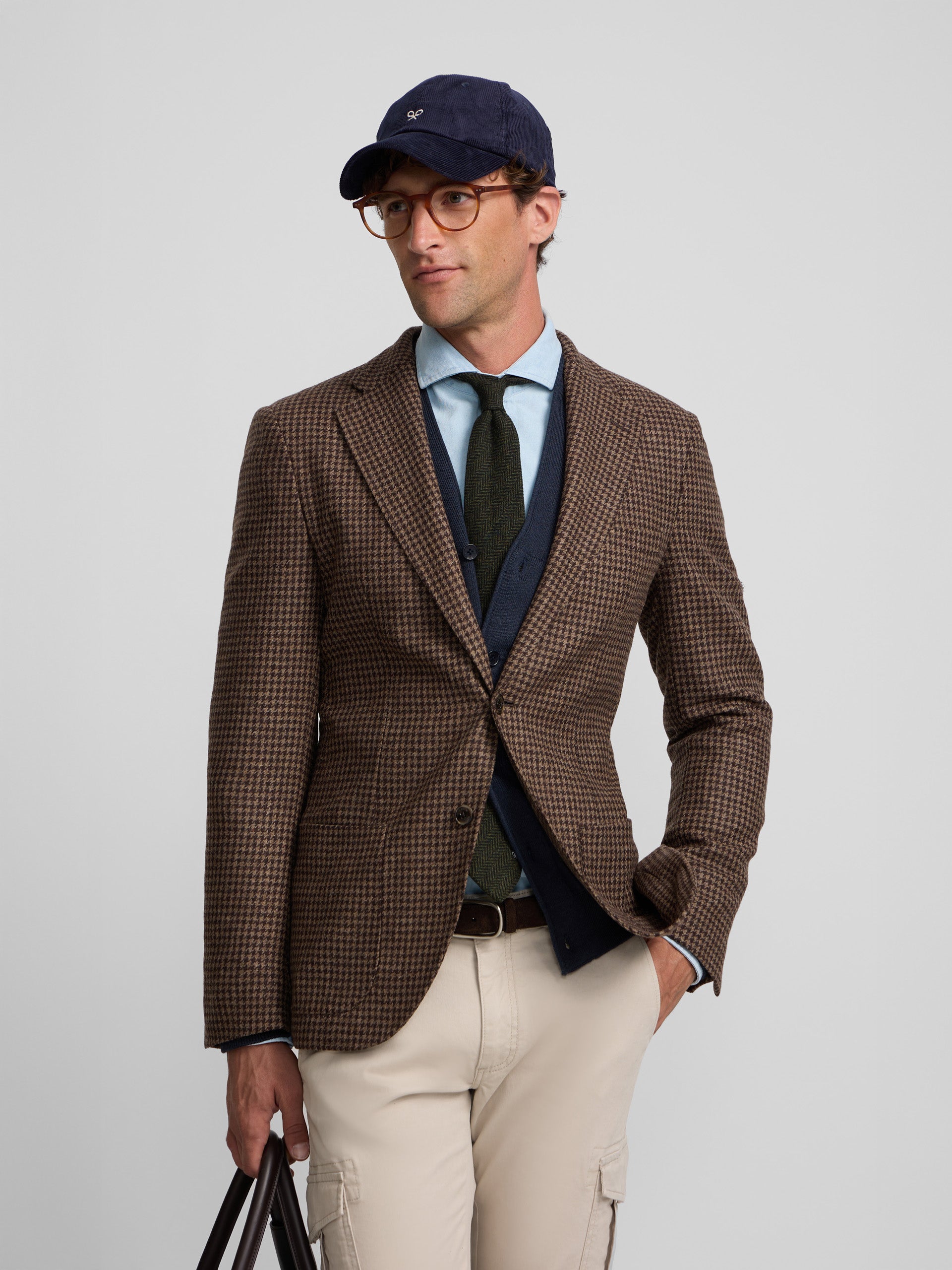 Blazer pied-de-poule castanho