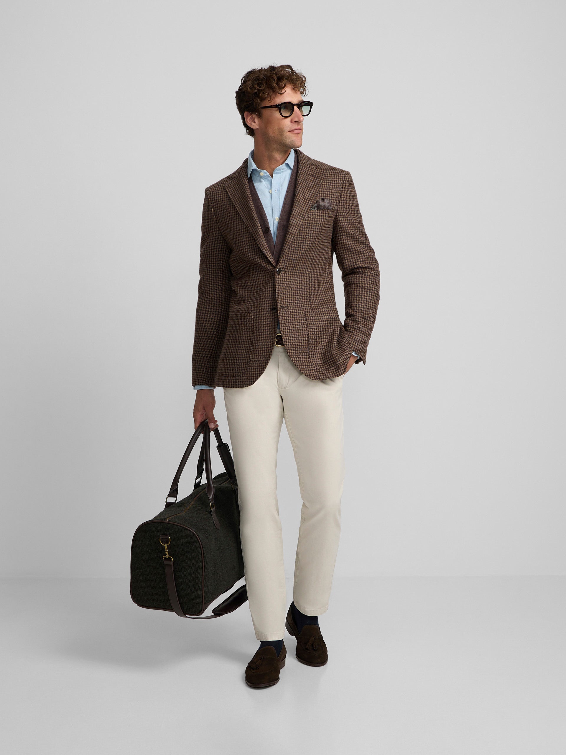 Blazer pied-de-poule castanho