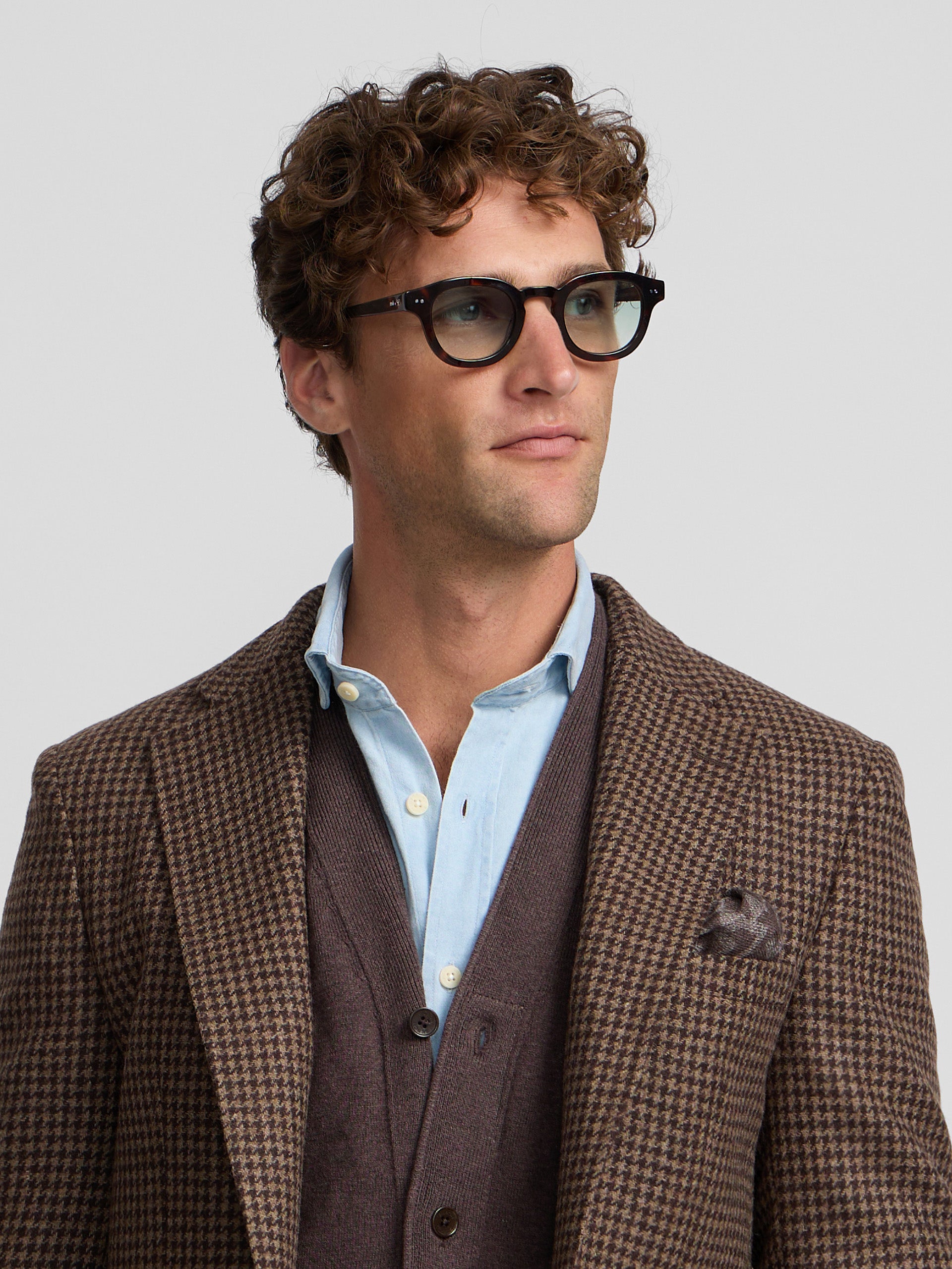 Blazer pied-de-poule castanho