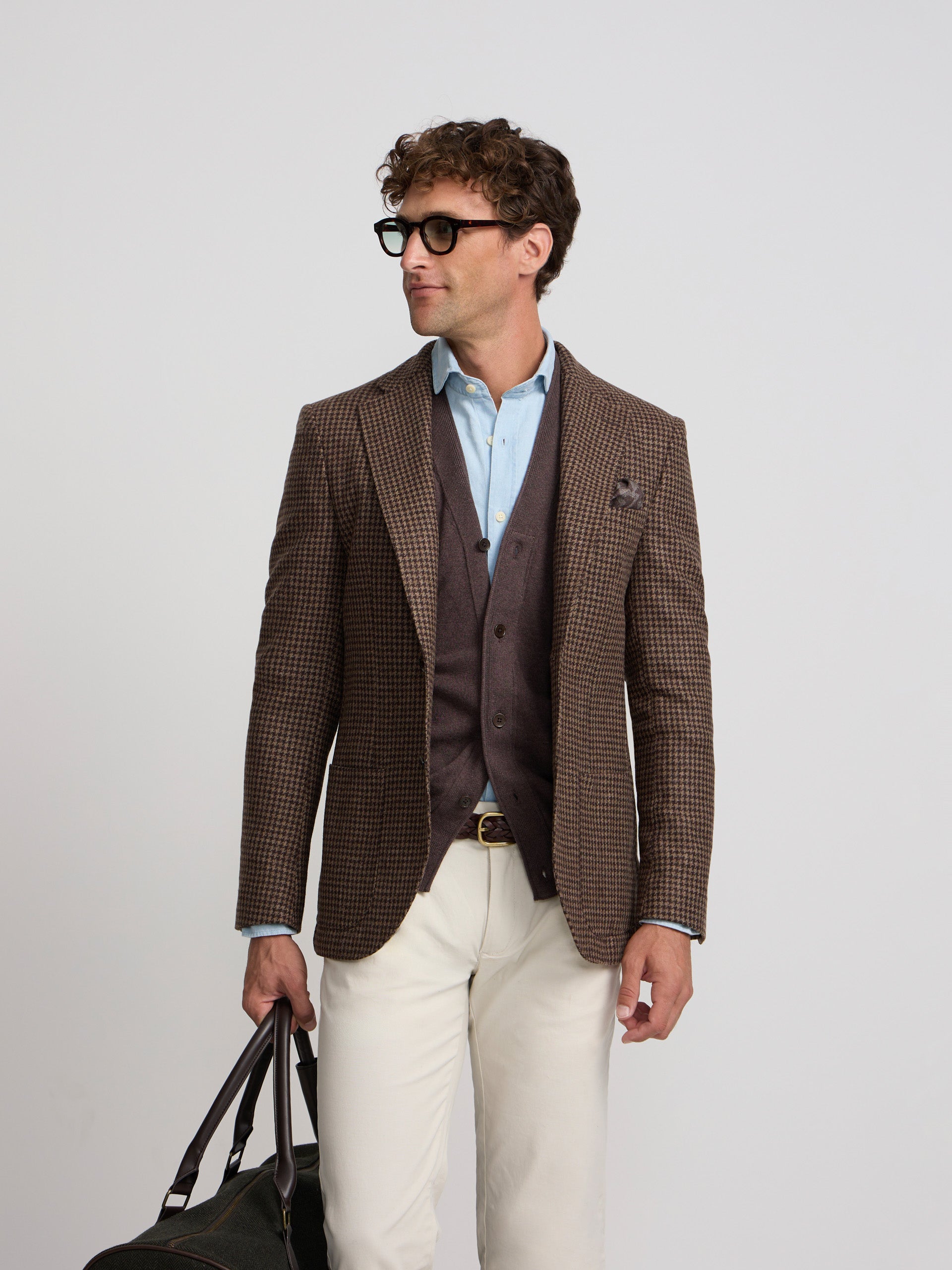 Blazer pied-de-poule castanho