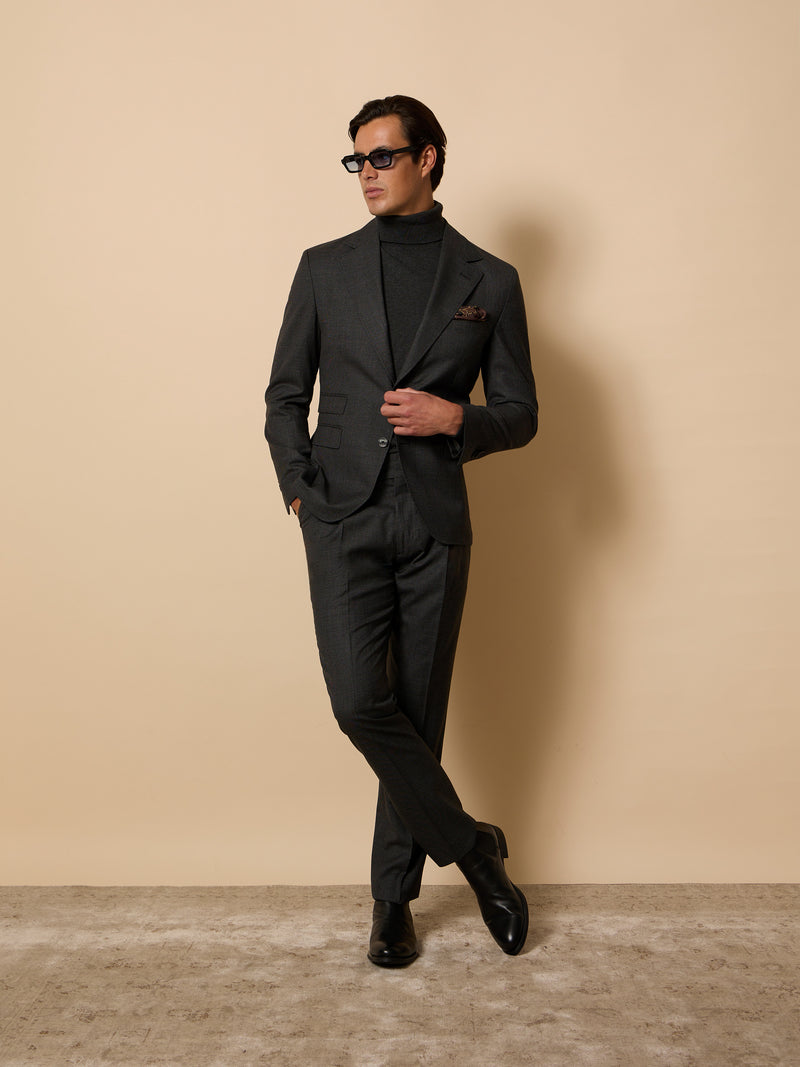 Blazer único de fato pata de galo cinzento