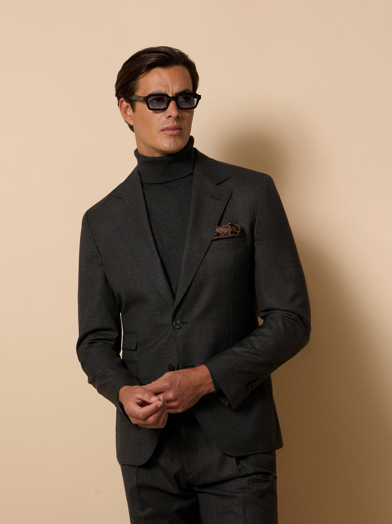 Blazer único de fato pata de galo cinzento