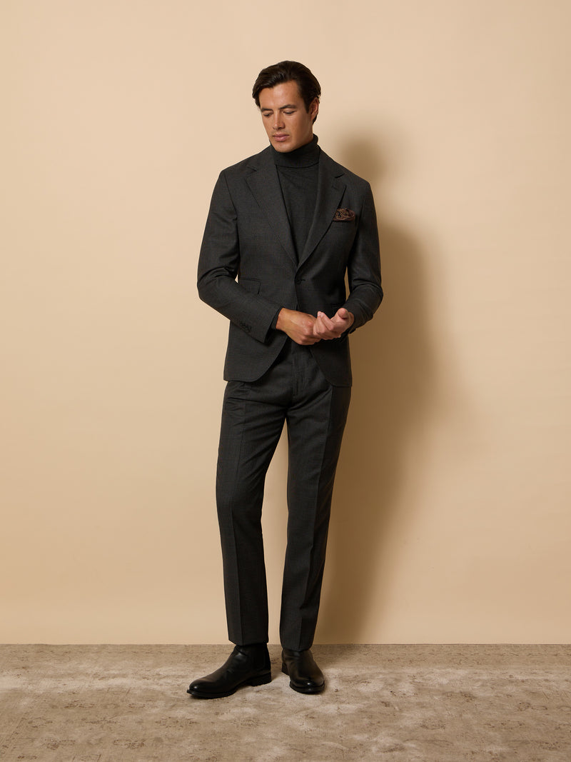 Blazer único de fato pata de galo cinzento