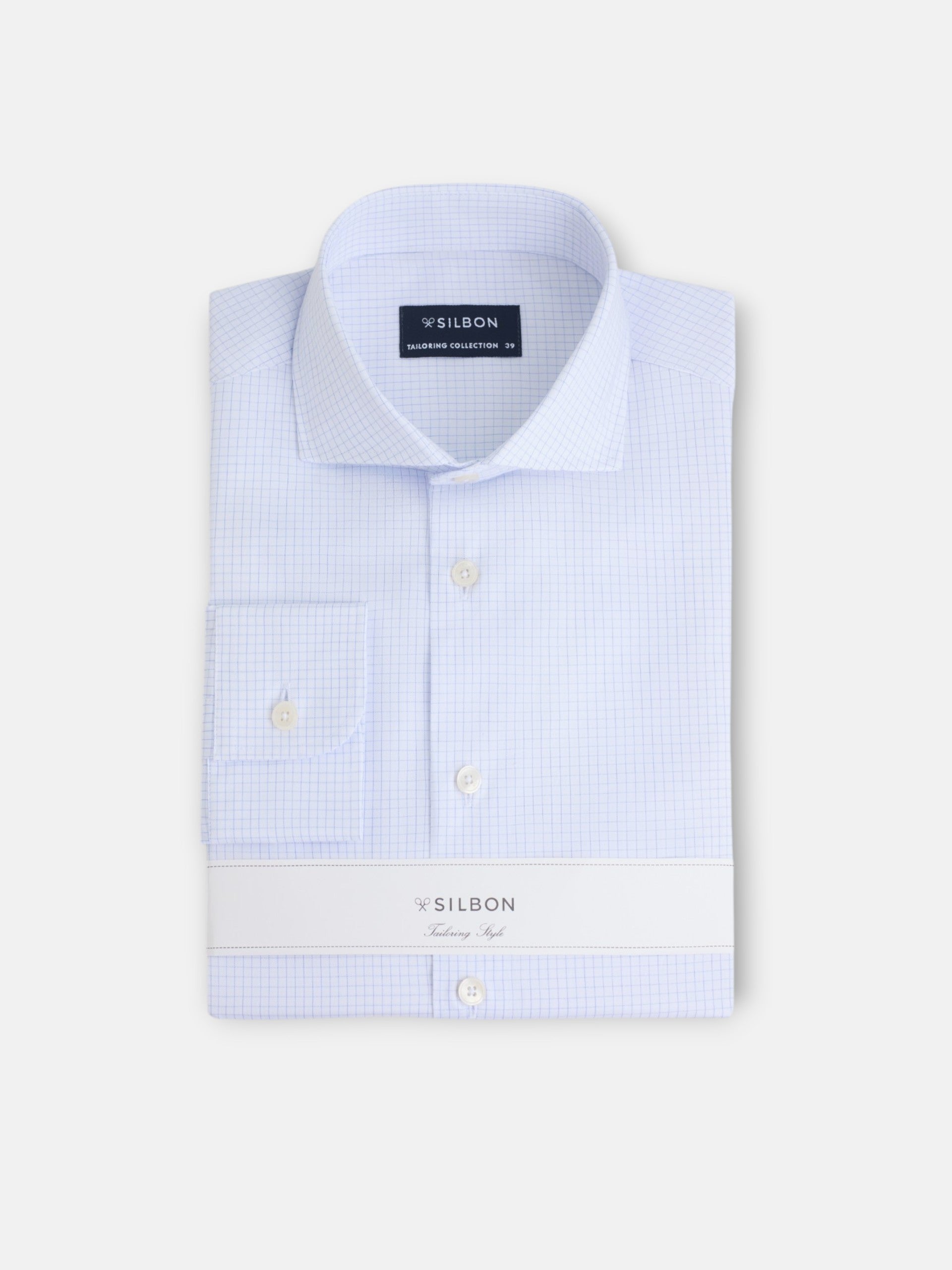 Camisa vestir cuadro pequeño celeste