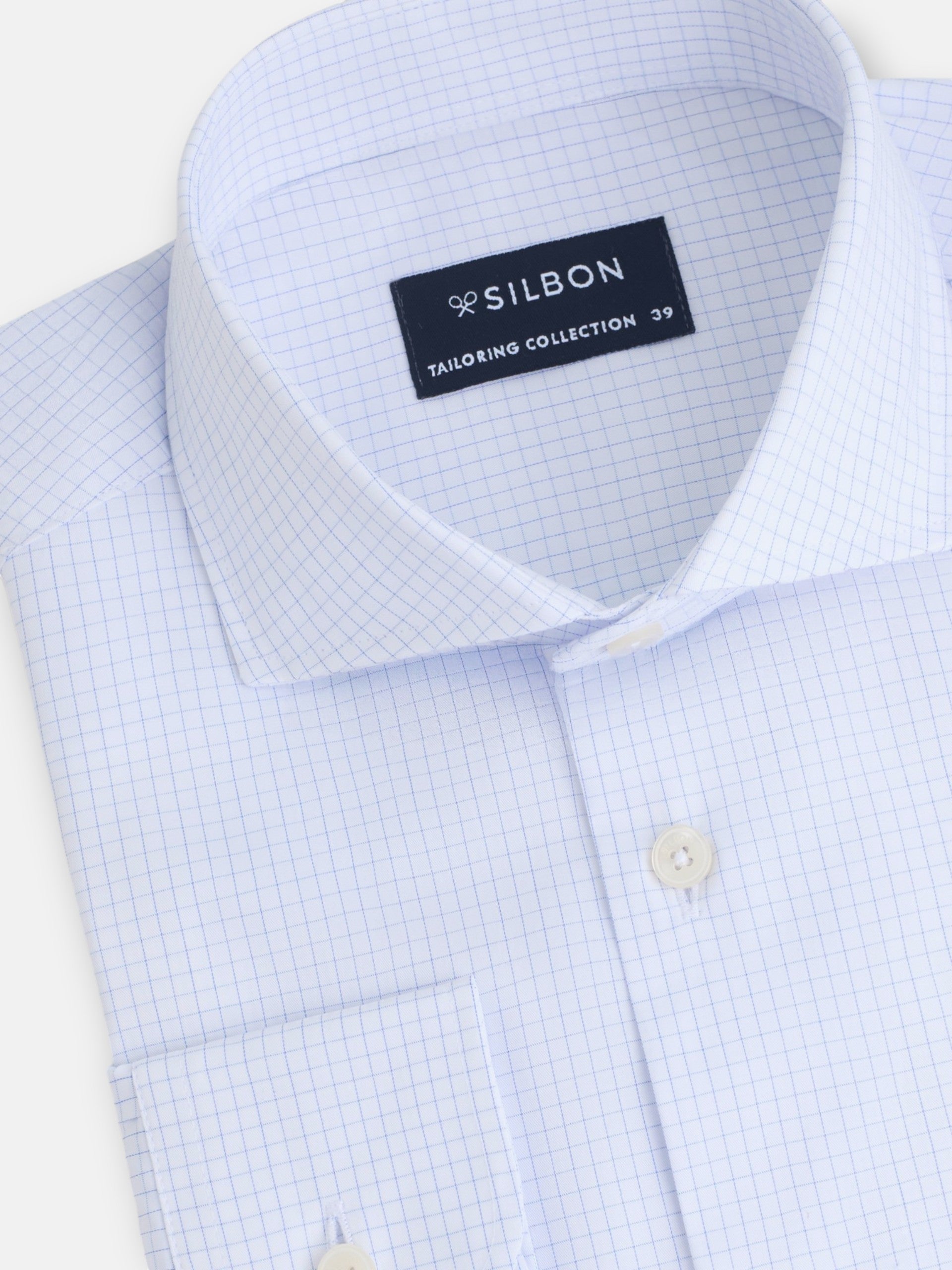 Camisa vestir cuadro pequeño celeste